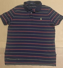 Polo Ralph Lauren Short Sleeve Polo Men's XL Dark Blue Yellow Pony Red Striped
