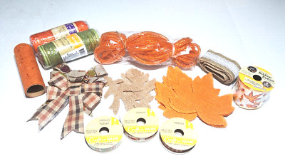 Crafters Lot Fall Thanksgiving Ribbon,Jute mapple leaf tags,Bow,mesh and More