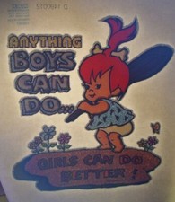 ANYTHING BOYS CAN DO GIRLS DO BETTER VINTAGE 1970'S IRON ON TRANSFER NICE B-2