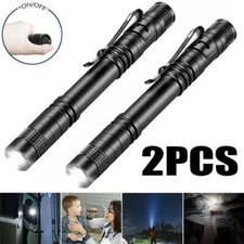 2PCS Mini Small Torch Super Bright LED Flashlight Penlight with Clip Pocket