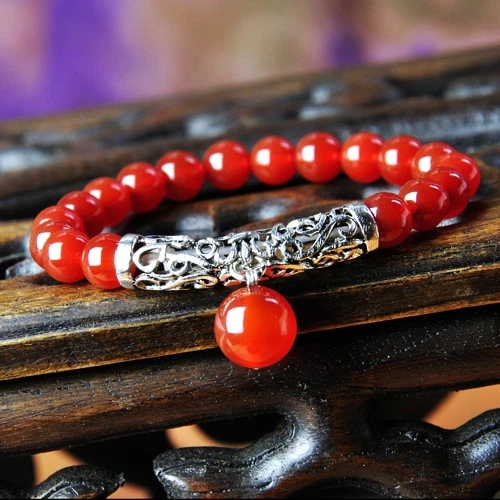 Miao Silver Ethnic Red Carnelian Bracelet 001 - Picture 1 of 3