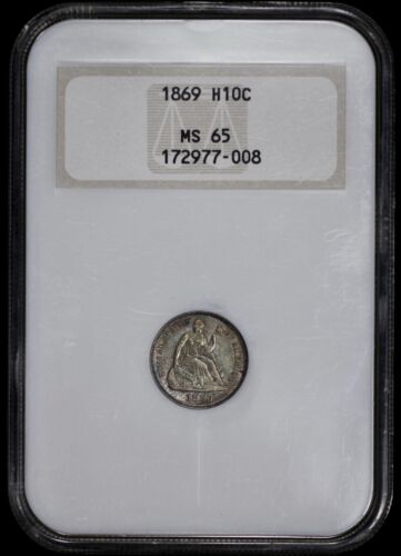 1869 Seated Liberty H10c Half Dime NGC MS 65