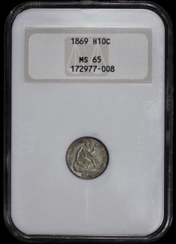 1869 Seated Liberty H10c Half Dime NGC MS 65 - Picture 1 of 3