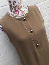 Claudie Pierlot Shift Dress Tan Brown 10/12 40 Aline Tunic Wedding Party Work