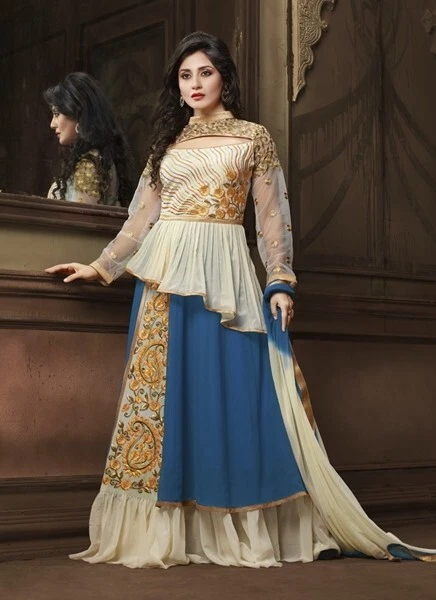 Beige designer anarkali suit sale
