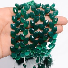 Natural Green Chalcedony Gemstone Pear Faceted Beads 10X7X4 mm Strand 15-18 Pcs