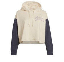 adidas Women Originals Plus Size Logo Play Hoodie Ivory/Shadow Navy 1X HE7084