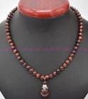 Natural 8mm Red Tiger's Eye Gemstone Beads Round Pendant Necklace 16-28"