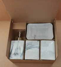 Vanity Set Marble Look Ceramic Sink Top 4 Piece NIB