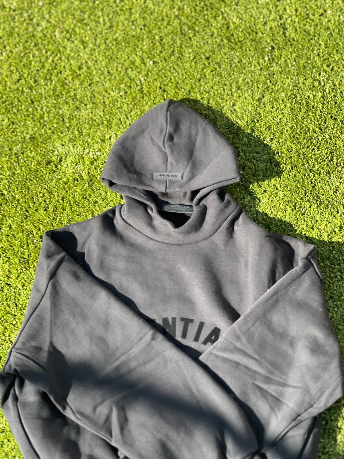 Felpa con cappuccio pullover elasticizzato nero Fear of God Essentials taglia XS uomo