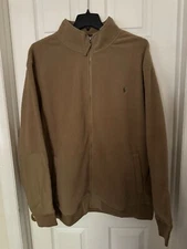 Polo Ralph Lauren Men’s 2XL-Tall Big & Tall Khaki Pile Fleece Full-Zip Jacket