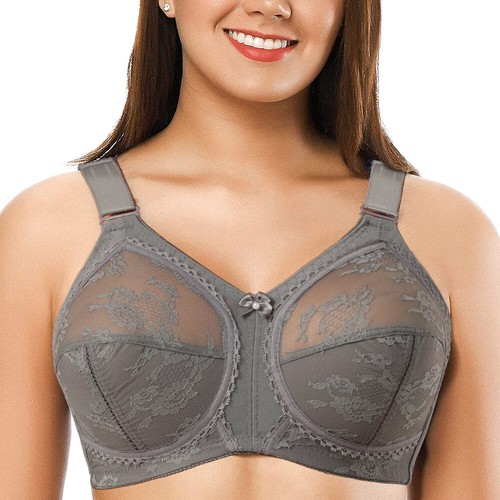 UK Ladies Firm Control Lace Non Wired Full Coverage Minimiser Bra Plus Size BCDE - Picture 11 of 50