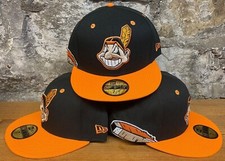 Cleveland Indians Wahoo New Era Fitted Club 59Fifty Feather Hat Black Orange