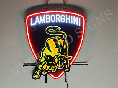 Lamborghini Sports Car Auto 24''x20'' Vivid LED Neon Sign Light Lamp With Dimmer