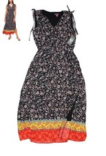 Vince Camuto Divine Drawstring Shoulders Floral Women's Dress 6 NWT Black Multi