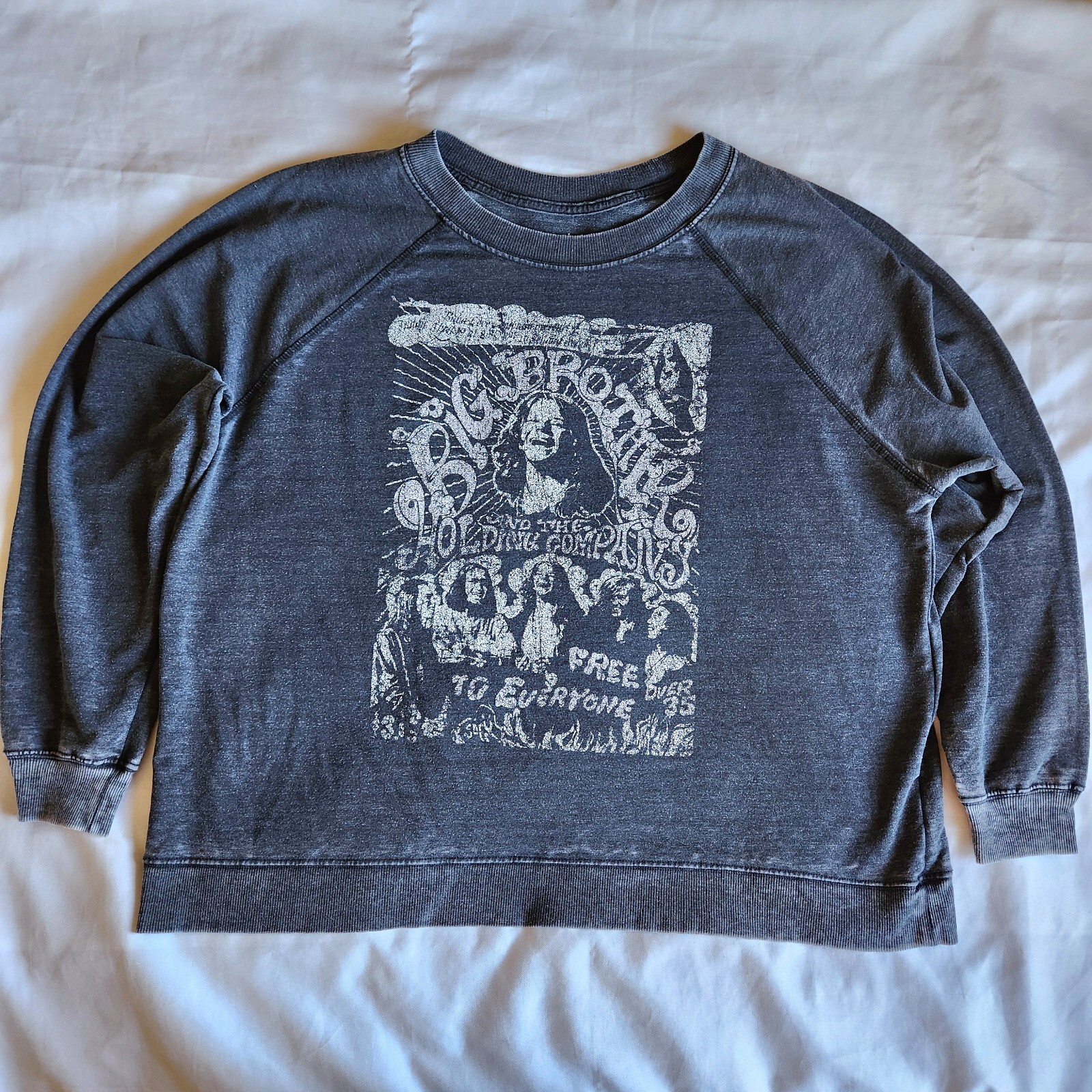 Big Brother and the Holding Company Recycled Karma Rock Band Big L Grey Sweater
