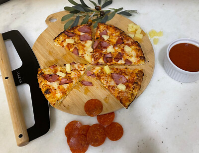 Set of 2 Bamboo Pizza Boards Homemade Bread Baking, Cheese & Charcuterie Board 