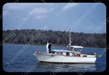 sl73  Original slide 1950's  Red Kodachrome Chris Craft Constellation  383a