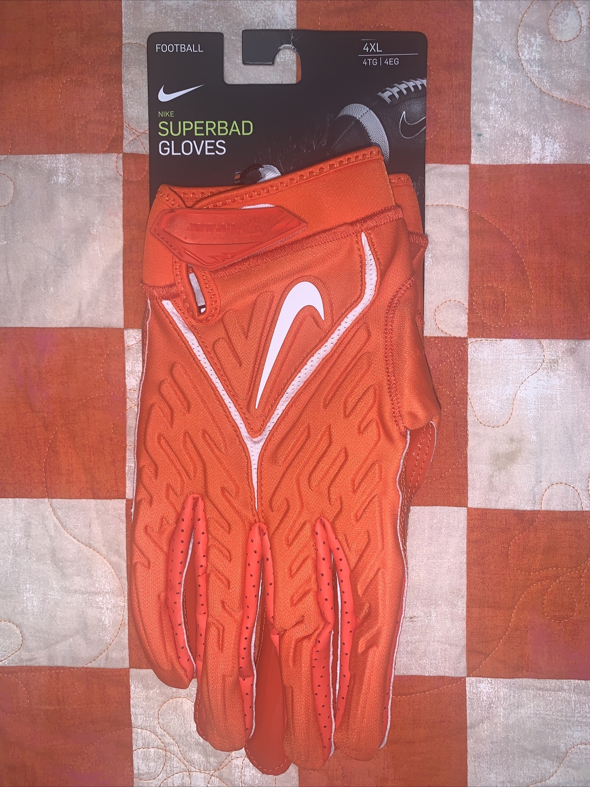 Nike Superbad 6.0 Magnigrip NCAAF NFL Gloves Orange Size 4XL DM0053844