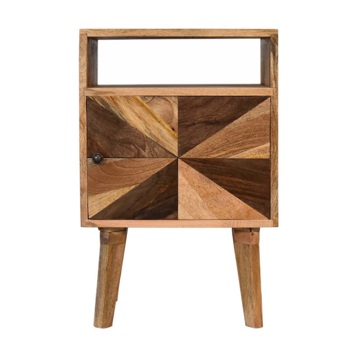 Tyron Bedside Table Abstract Triangle Open Slot 100 Solid Wood Cupboard
