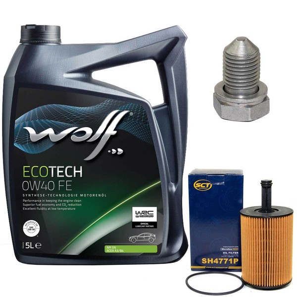 MotoröL Set 0W40 5 Liter + ÖLfilter + ÖLablassschraube FüR Audi Tt Seat Vw Golf-image