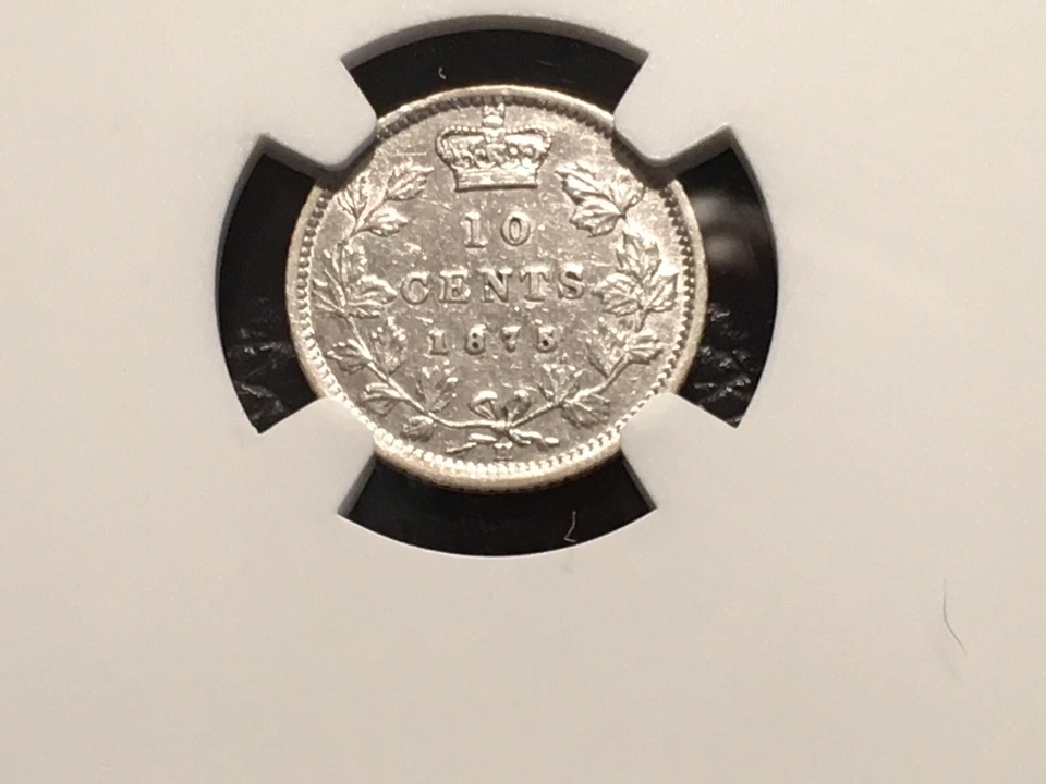 1875-H Canadian 10 Cents Rare NGCxf Details Very Light Cleaning. - Image 3 of 4