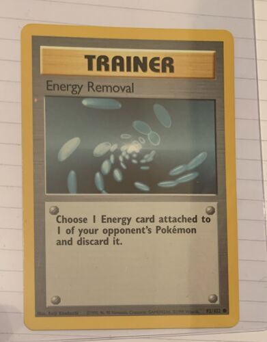 1999 Karta Pokemon - usuwanie energii 92/102 - Zdjęcie 1 z 2