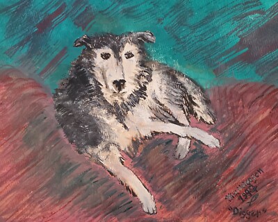 SIBERIAN HUSKY Lounge Collectible ACEO PRINT Dog pop Art Card 2.5 X 3.5
