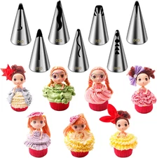 Suuker 7 Pieces Pleated Skirt Piping Nozzles Set, Stainless Steel Russian Nozzle