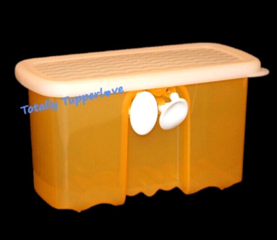 Tupperware FridgeSmart Mini Rectangle 12 oz. Container Sheer & Yellow/Orange NOS