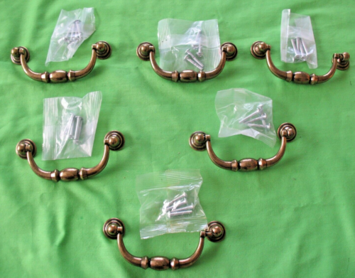 Set of 6 Brass Victorian style Drawer - Trunk - Box drop handles new old stock - 第 1/7 張圖片