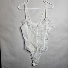 Vintage Unbranded Women Size L White Bodysuit Lingerie