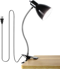 Desk Lamp Eye-Caring Table Lamps, 360 Rotation Gooseneck Clip on Lamp Reading Li