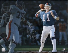 Phil Simms Giants Signed 16x20 Super Bowl XXI vs. Broncos Spotlight Photo w/Insc