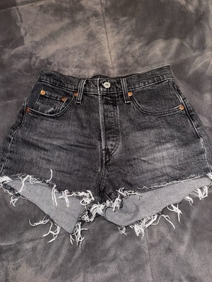 Levi's Waterless Gray Denim High Rise Cut Off Shorts Women's Regular Fit W25