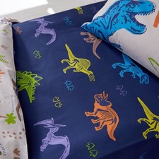 Image of Catherine Lansfield Prehistoric Dinosaurs Fitted Sheet Navy Blue