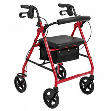 Image of NRS Healthcare 4 Wheel Lightweight A-Series Red Rollator Walker 6.5 kg