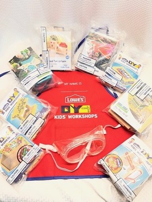 Lowe s DIY Kids Workshop Kits Lot of 8 Wood Craft Projects-apron & goggles K-18