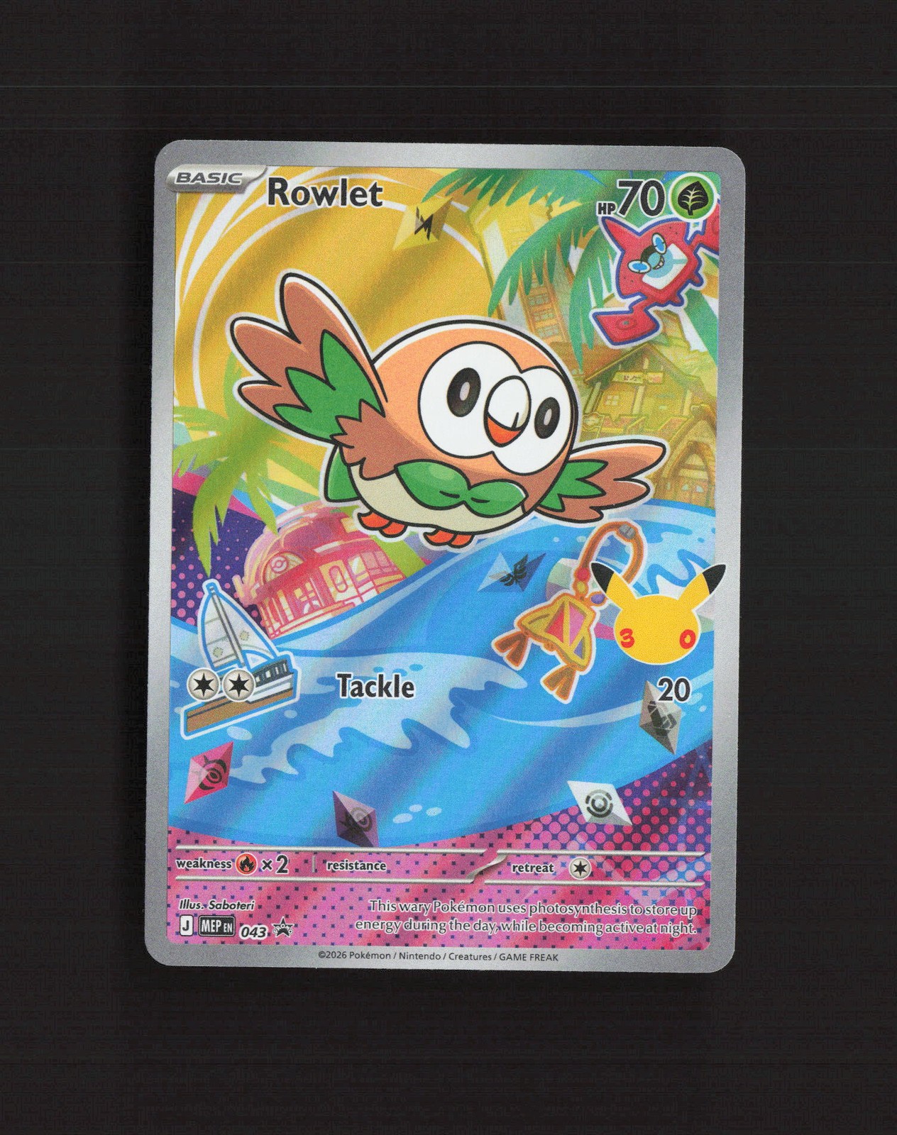 Rowlet 043 Mega Evolution Full Art Black Star Promo Holo Pokemon Card NM