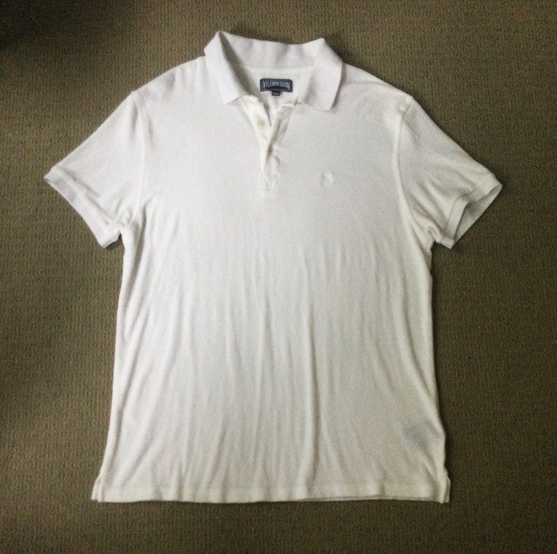 VILBREQUIN white cotton terry short sleeved 3 button polo style top Mens XL/XXL