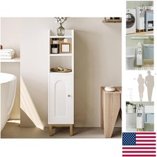 Elegant White Space-Saving Bathroom Storage Cabinet with Adjustable Shelves