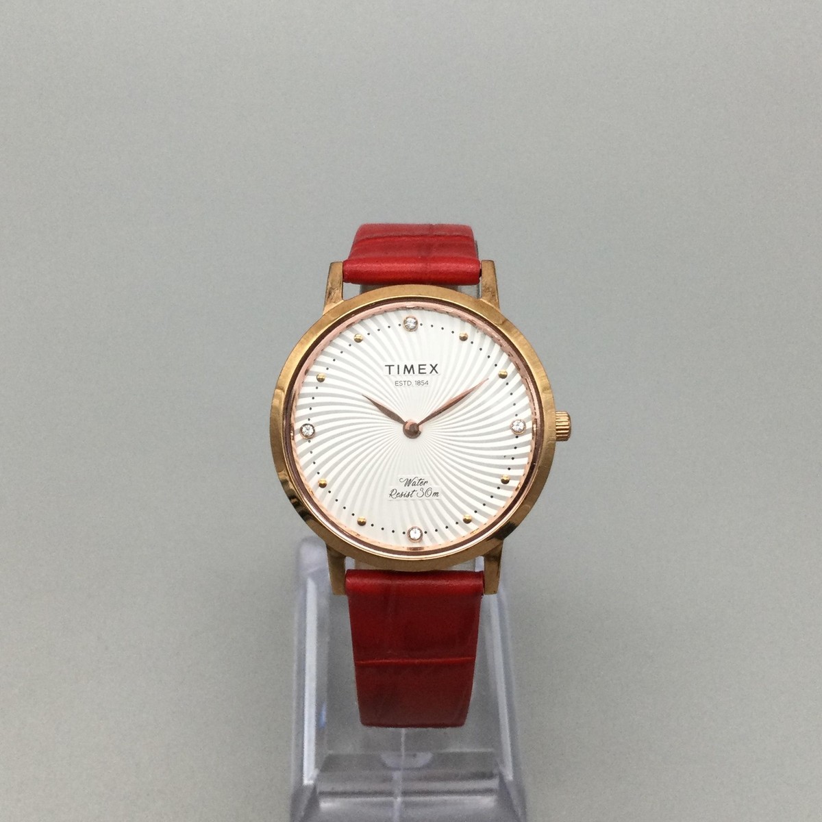 Timex Empera Watch Womens 33mm Rose Gold Red Leather TWEL12701 New Battery Timex Empera Watch Womens 33mm Rose Gold Red Leather  main image 4