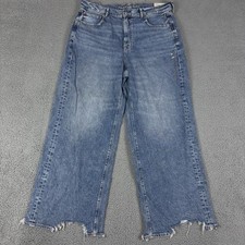 American Eagle Jeans Womens 18 Super High Rise Baggy Wide Leg Light Wash NEW