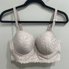 American Eagle Aerie Light Beige Real Happy Demi Lightly Candy Lace Bra Size 36D