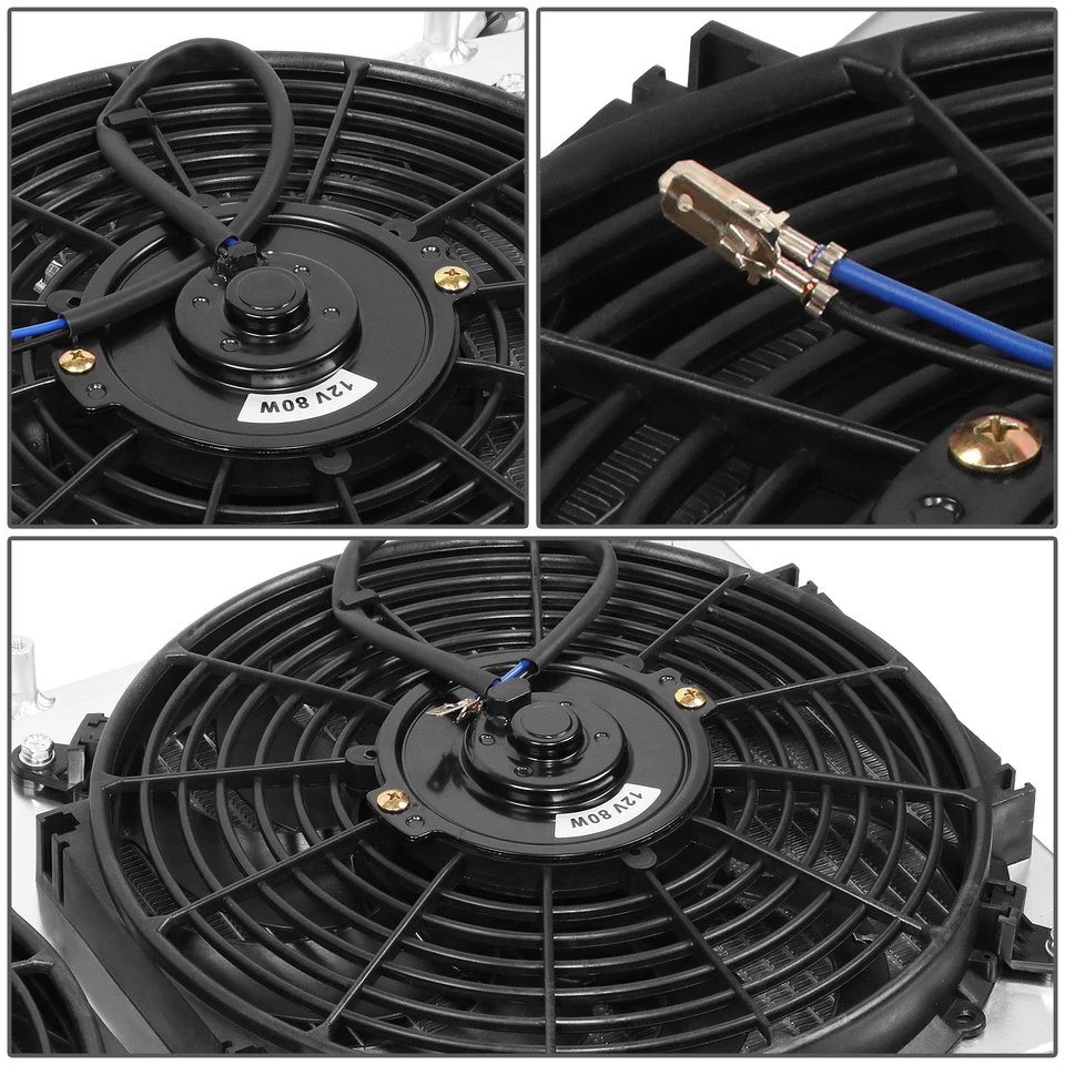PARA 99-05 MIATA MX-5 MT NÚCLEO DE ALUMINIO RADIADOR DE 2 FILAS CON CUBIERTA DE VENTILADOR DE TRACCIÓN DE REFRIGERACIÓN Foto 3 de 4