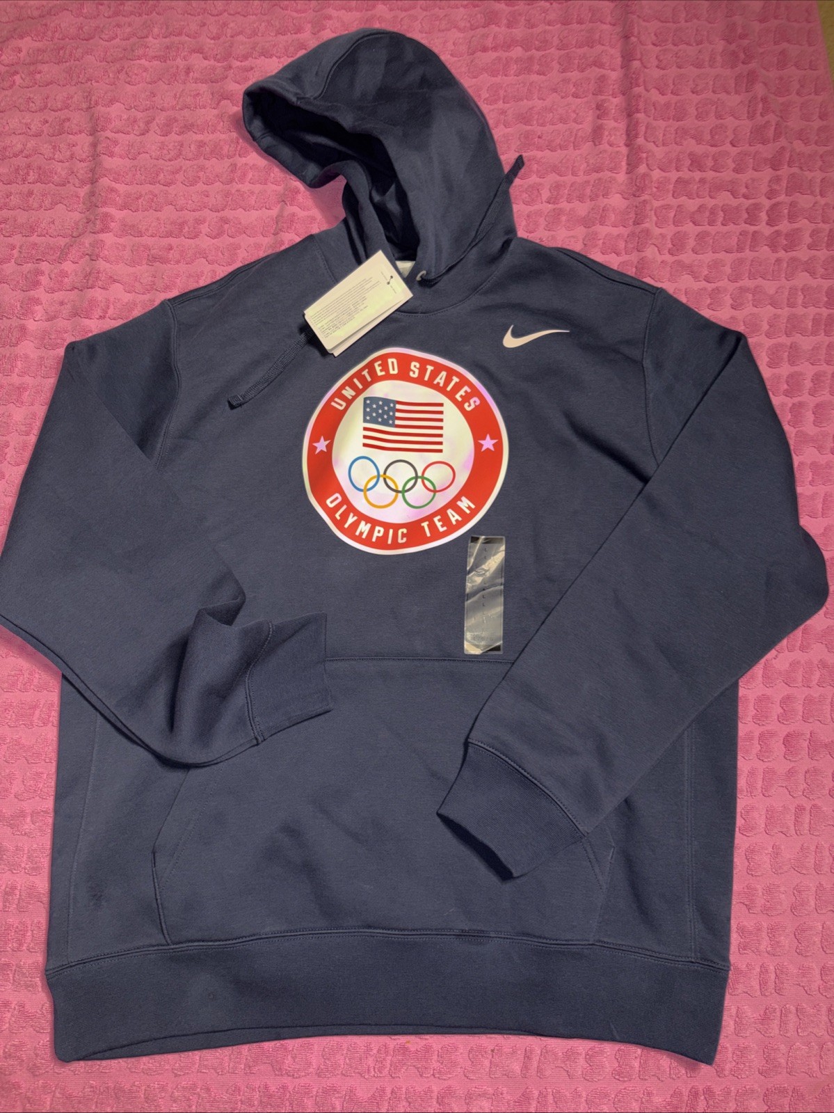 Nike Team USA Olympic Hoodie Men’s Large Navy Pullover Fleece