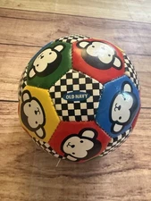 Old Navy Kids Soccer Ball Monkey Red Green Blue Yellow Design Rare HTF Used