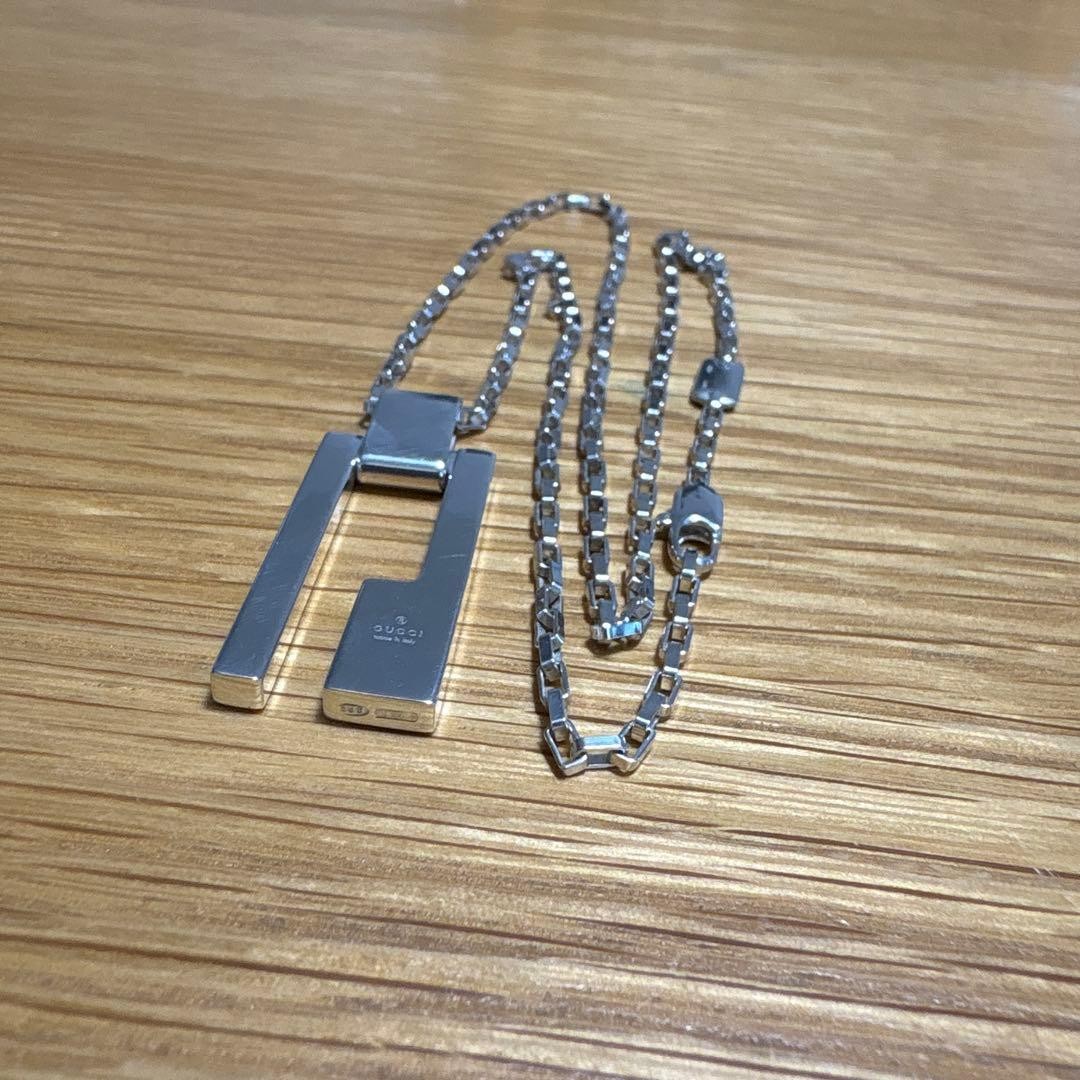 Gucci Silver Necklace Modern Rectangular Pendant … - image 2