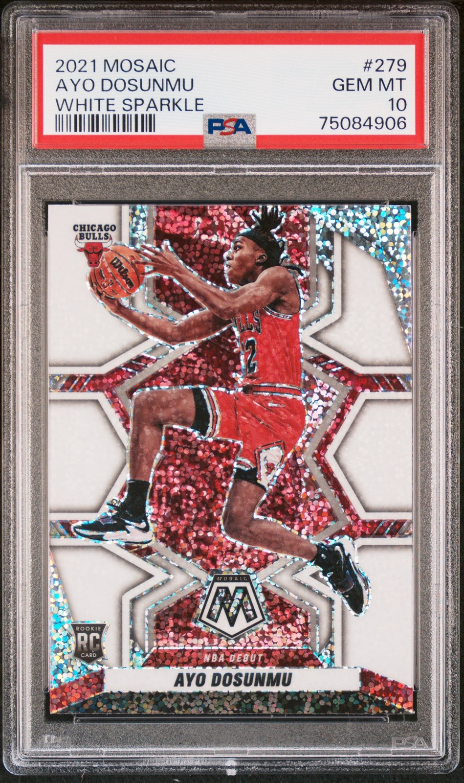2021 PANINI MOSAIC WHITE SPARKLE #279 AYO DOSUNMU PSA 10