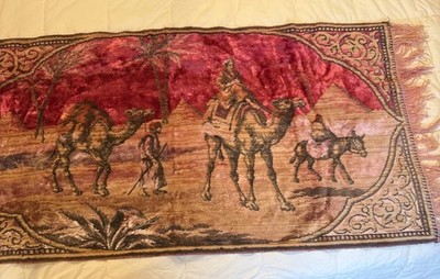 Vintage Tapestry Rug Arabian Bedouin Prayer Desert Camel Worn AS IS 
